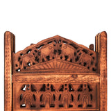 Benzara Traditionally Wooden Carved 4 Panel Room Divider Screen with Intricate Cutout Details, Brown UPT-238486 Brown Mango Wood, MDF UPT-238486