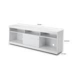 Benzara 71 Inch Wooden TV Stand with Open Compartments and Sliding Door, White UPT-242476 White MDP UPT-242476