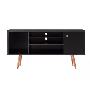 Benzara Wooden Entertainment TV Stand with Open Compartments, Black and Brown UPT-262090 Black and Brown Wood UPT-262090