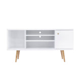 Benzara Wooden Entertainment TV Stand with Open Compartments, White and Brown UPT-262091 White and Brown Wood UPT-262091