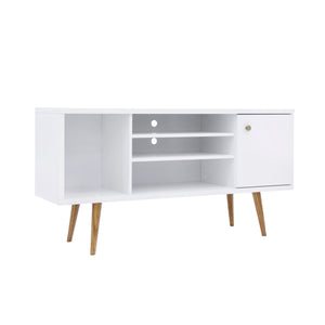 Benzara Wooden Entertainment TV Stand with Open Compartments, White and Brown UPT-262091 White and Brown Wood UPT-262091