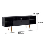 Benzara Wooden Entertainment TV Stand with Drop Down Storage, Black and Brown UPT-262092 Black and Brown Wood UPT-262092