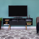 Benzara Wooden Entertainment TV Stand with Drop Down Storage, Black and Brown UPT-262092 Black and Brown Wood UPT-262092
