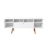 Benzara Wooden Entertainment TV Stand with Drop Down Storage, White and Brown UPT-262093 White and Brown Wood UPT-262093