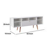 Benzara Wooden Entertainment TV Stand with Drop Down Storage, White and Brown UPT-262093 White and Brown Wood UPT-262093