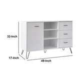 Benzara Buffet Cabinet with Wooden Frame and 3 Drawers, White UPT-262096 White Wood and Metal UPT-262096