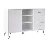 Buffet Cabinet with Wooden Frame and 3 Drawers, White