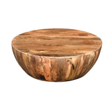 Benzara Mango Wood Coffee Table In Round Shape, Dark Brown UPT-32180 Brown Mango Wood UPT-32180