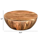 Benzara Mango Wood Coffee Table In Round Shape, Dark Brown UPT-32180 Brown Mango Wood UPT-32180