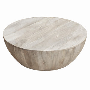 Benzara Distressed Mango Wood Coffee Table in Round Shape, Washed Light Brown UPT-32181 Light Brown Mango Wood UPT-32181