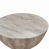 Benzara Distressed Mango Wood Coffee Table in Round Shape, Washed Light Brown UPT-32181 Light Brown Mango Wood UPT-32181