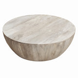 Benzara Distressed Mango Wood Coffee Table in Round Shape, Washed Light Brown UPT-32181 Light Brown Mango Wood UPT-32181