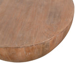 Benzara Drum Shape Wooden Coffee Table with Plank Design Base, Distressed Brown UPT-32182 Brown Mango Wood UPT-32182