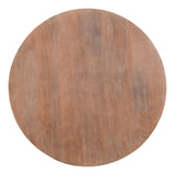 Benzara Drum Shape Wooden Coffee Table with Plank Design Base, Distressed Brown UPT-32182 Brown Mango Wood UPT-32182