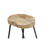 Benzara Wooden Saddle Seat Barstool with Tubular Metal Base, Small, Brown and Black UPT-37910 Brown & Black Wood & Iron UPT-37910