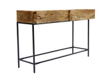 Benzara Mango Wood and Metal Console Table With Two Drawers, Brown UPT-39270 Brown Mango Wood and Iron UPT-39270