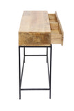 Benzara Mango Wood and Metal Console Table With Two Drawers, Brown UPT-39270 Brown Mango Wood and Iron UPT-39270