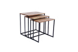 Benzara Wooden Nesting Coffee End Tables With Metal Base, Set Of 3, Brown And Black UPT-69000 Brown and Black Akacia Wood UPT-69000