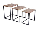 Benzara Wooden Nesting Coffee End Tables With Metal Base, Set Of 3, Brown And Black UPT-69000 Brown and Black Akacia Wood UPT-69000