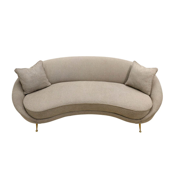 Pasargad Luna Collection Textured Fabric Curved Sofa, Mocha SOFA-DS0440M-PASARGAD