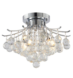 Bethel Chrome Semi Flush Mount in Metal & Crystal