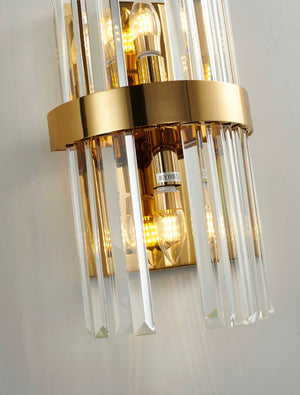 Bethel Modern Gold Wall Sconce with Crystal Accents - Elegant Iron Frame for Vertical/Horizontal Use