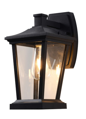 Bethel Matte Black Outdoor Wall Sconce in Metal & Glass