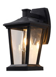 Bethel Matte Black Outdoor Wall Sconce in Metal & Glass