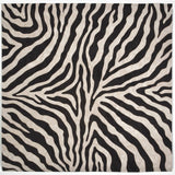 Trans-Ocean Liora Manne Visions I Zebra Contemporary Indoor/Outdoor Handmade 100% Polyester Rug Black 8' Square