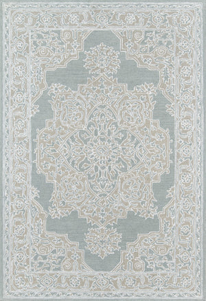 Momeni Valencia VAL-1 Hand Tufted Traditional Medallion Indoor Area Rug Light Blue 9' x 12' VALENVAL-1LBL90C0