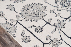 Momeni Valencia VAL-4 Hand Tufted Transitional Floral Indoor Area Rug Ivory 9' x 12' VALENVAL-4IVY90C0