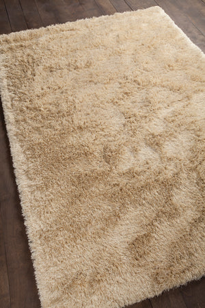 Chandra Rugs Vani 100% Polyester Hand-Woven Contemporary Shag Rug Beige/Cream 7'9 x 10'6