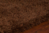 Chandra Rugs Vani 100% Polyester Hand-Woven Contemporary Shag Rug Brown/Rust 7'9 x 10'6