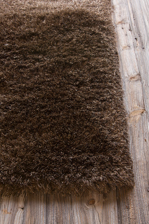Chandra Rugs Vani 100% Polyester Hand-Woven Contemporary Shag Rug Dark Brown/Beige 7'9 x 10'6