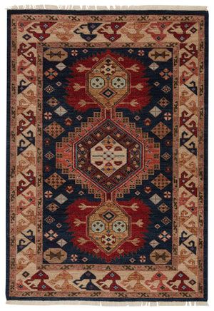 Artemis by Jaipur Living Karter Hand-Knotted Medallion Blue/ Red Area Rug (9'X12')