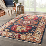 Artemis by Jaipur Living Karter Hand-Knotted Medallion Blue/ Red Area Rug (9'X12')