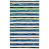 Visions II Painted Stripes Contemporary Indoor/Outdoor Handmade 100% Polyester Rug