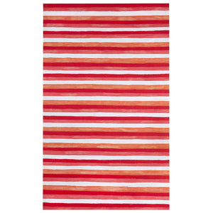 Trans-Ocean Liora Manne Visions II Painted Stripes Contemporary Indoor/Outdoor Handmade 100% Polyester Rug Warm 8' x 10'