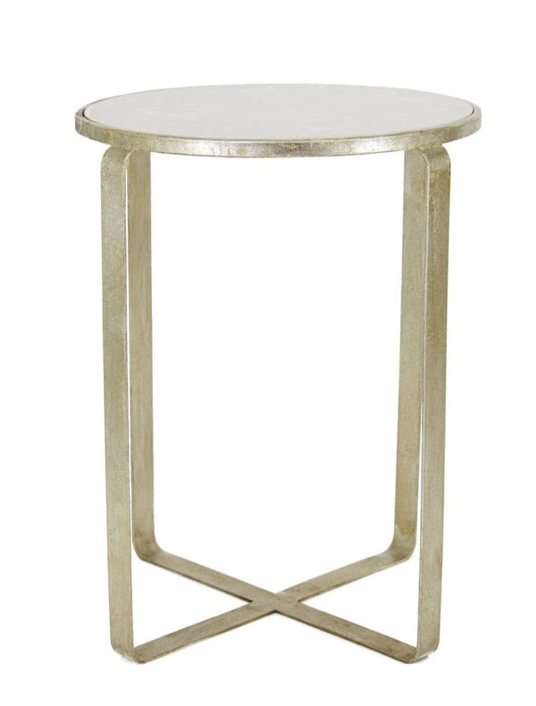 Zeugma VE205 Silver Round Side Table with Stone Top