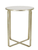 VE205 Silver Round Side Table with Stone Top