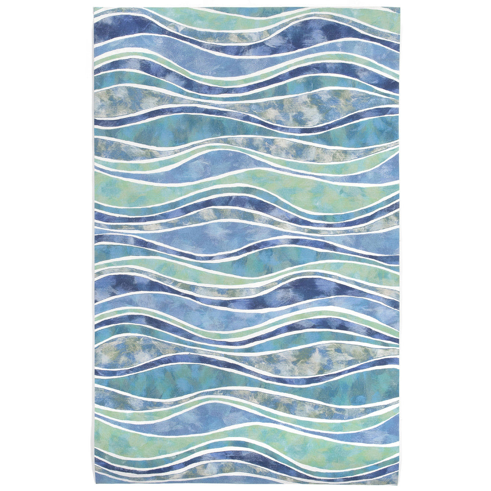 Trans-Ocean Liora Manne Visions III Wave Contemporary Indoor/Outdoor Handmade 100% Polyester Rug Ocean 8' x 10'