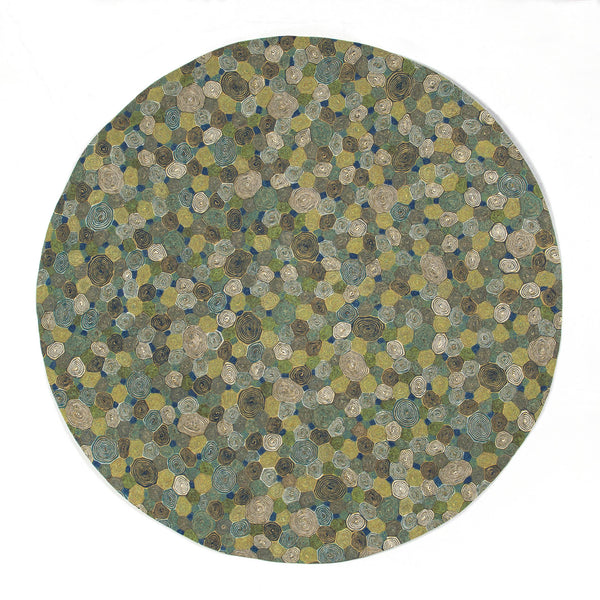 Trans-Ocean Liora Manne Visions III Giant Swirls Contemporary Indoor/Outdoor Handmade 100% Polyester Rug Marina 8' Round