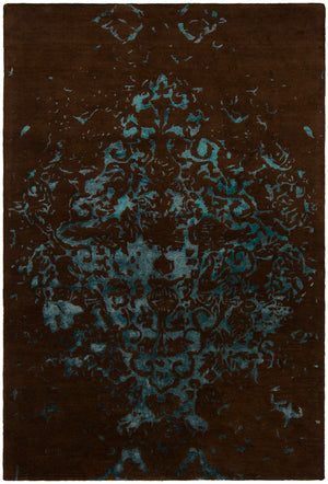 Chandra Rugs Veleno 80% Wool + 20% Viscose Hand-Tufted Contemporary Rug Brown/Teal 9' x 13'