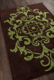 Chandra Rugs Venetian 100% Wool Hand-Tufted Contemporary Rug Brown/Green 7'9 Round