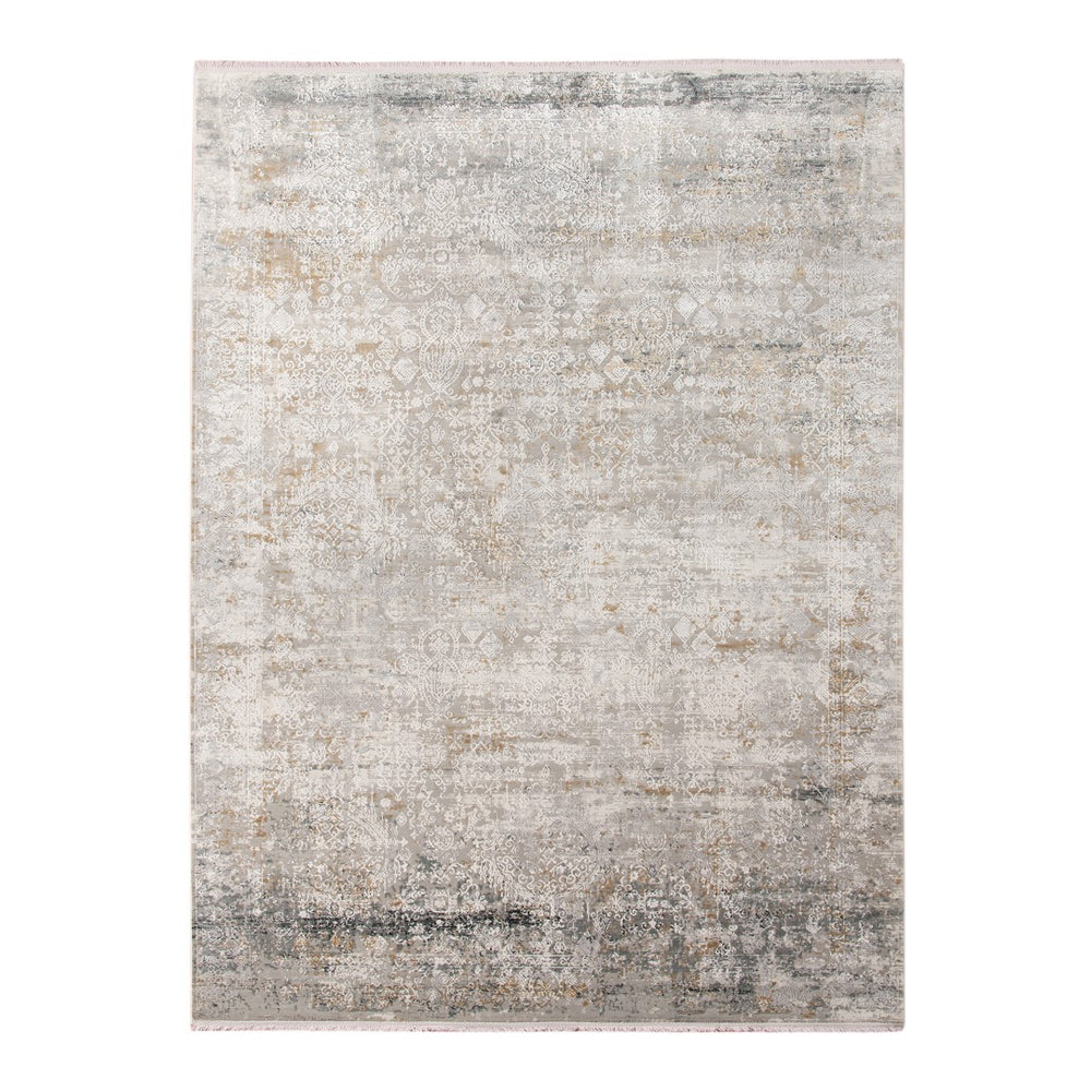 AMER Rugs Venice VEN-4 Power-Loomed Bordered Modern & Contemporary Area Rug Gray/Gold 9'6" x 13'6"