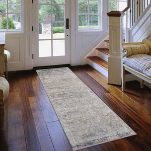 AMER Rugs Venice VEN-4 Power-Loomed Bordered Modern & Contemporary Area Rug Gray/Gold 3' x 9'10"