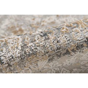 AMER Rugs Venice VEN-4 Power-Loomed Bordered Modern & Contemporary Area Rug Gray/Gold 9'6" x 13'6"