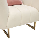 Venus Cream Fabric Chair w/ Contrasting Pillows & Gold Finished Metal Base by Diamond Sofa