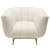 Venus Cream Fabric Chair w/ Contrasting Pillows & Gold Finished Metal Base by Diamond Sofa