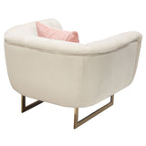 Venus Cream Fabric Chair w/ Contrasting Pillows & Gold Finished Metal Base by Diamond Sofa